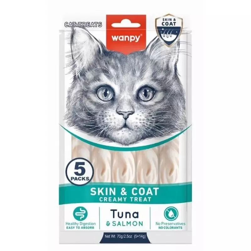 WANPY CAT SKIN & COAT CREAMY TREAT TUNA&SALMON 70G