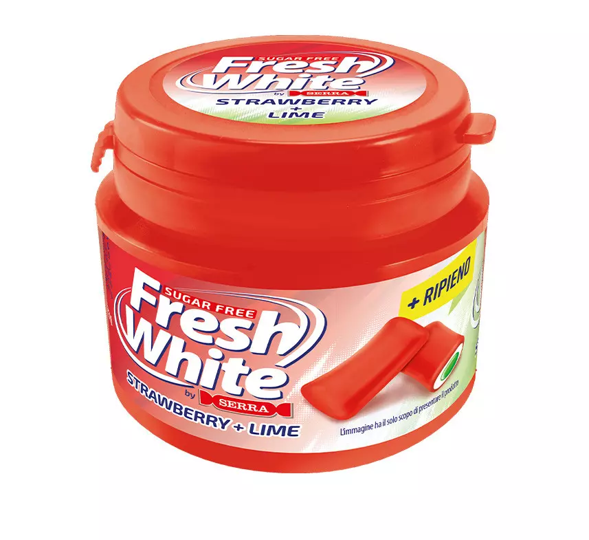 FRESH WHITE CHEWING GUM STRAWBERRY&LIME SF 77G