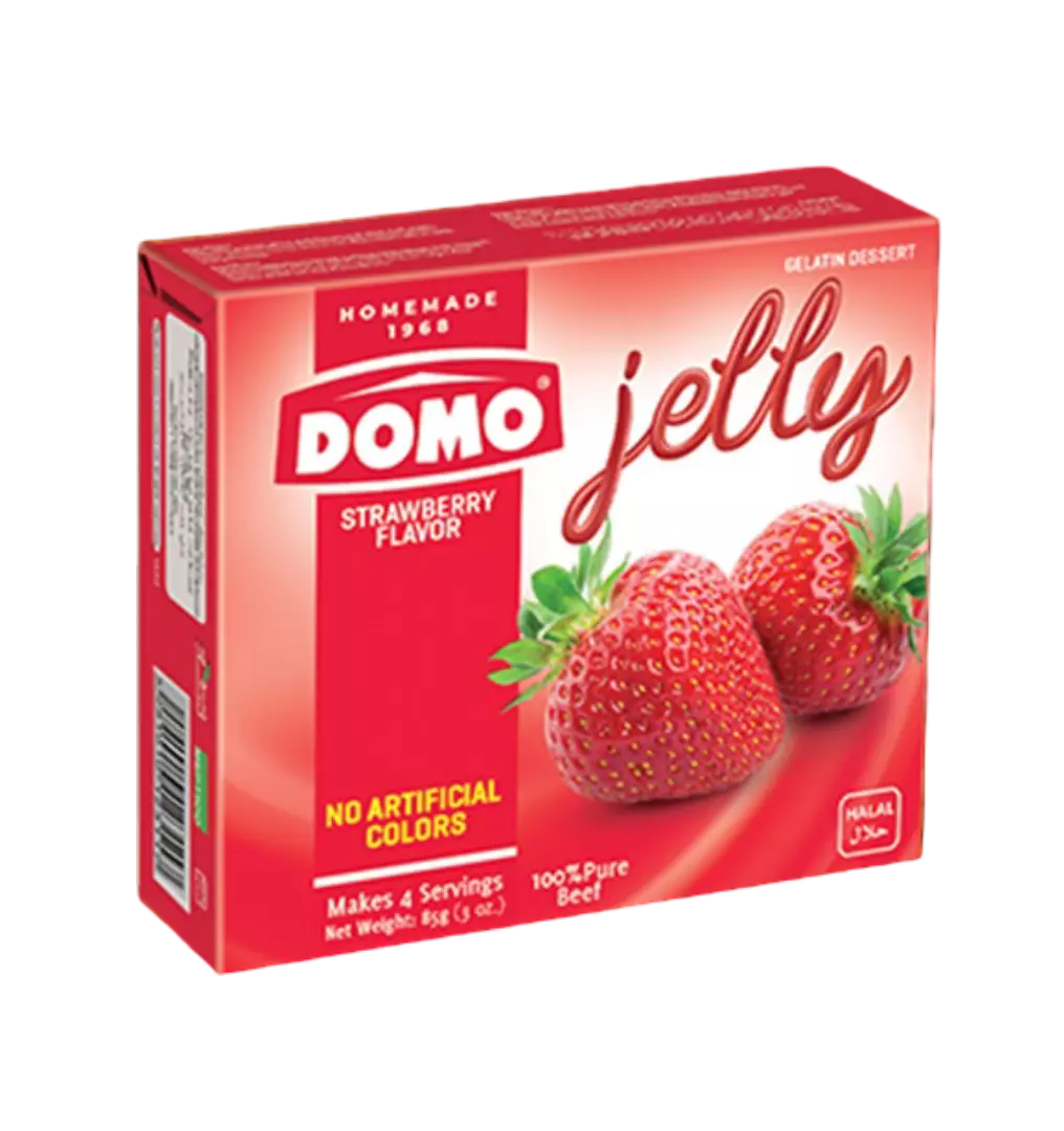 DOMO JELLY STRAWBERRY FLAVOR PURE BEEF 85 G