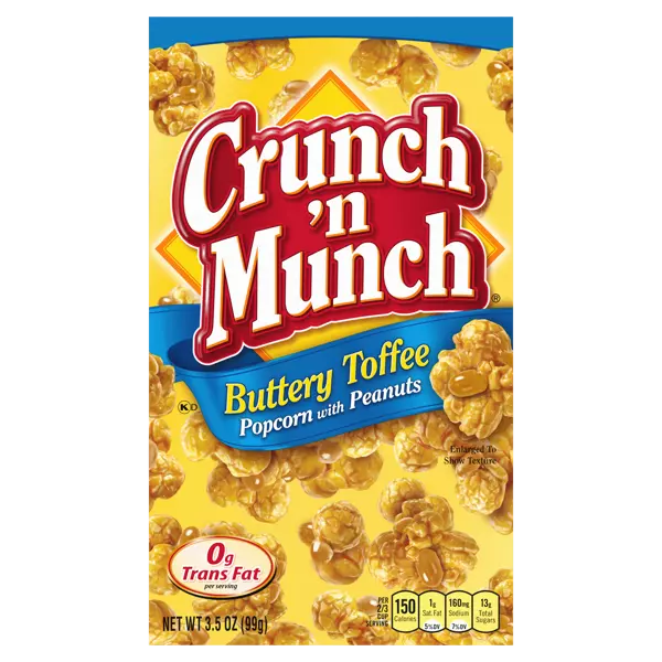 CRUNCH N MUNCH BUTTERY TOFFEE POPCORN &PEANUTS 99G