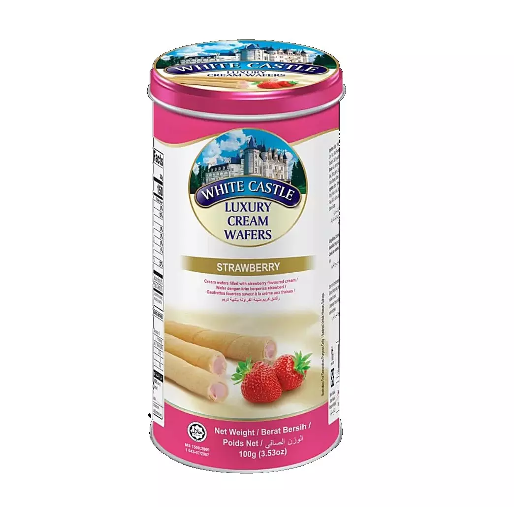 WHITE CASTLE LUXURY WAFFER ROLL STRAWBERRY 100G