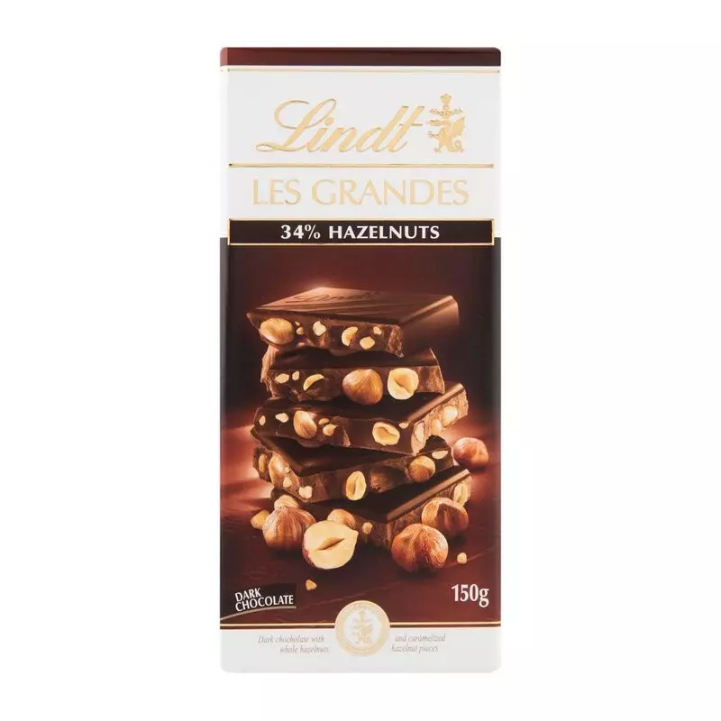 LINDT LES GRANDES DARK HAZELNUT CHOCOLATE 150G 