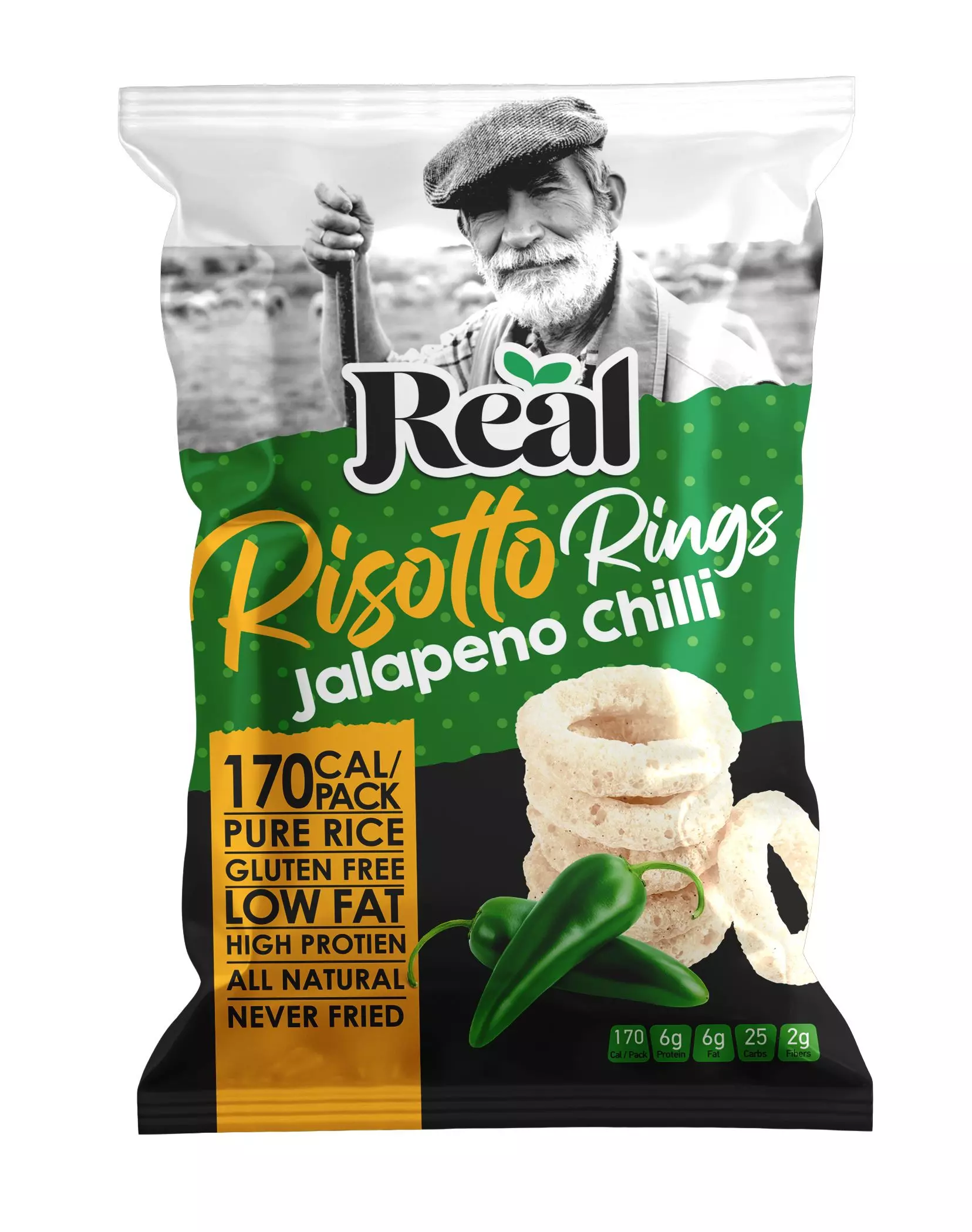 REAL RISOTTO RINGS JALAPENO CHILLI  40 G