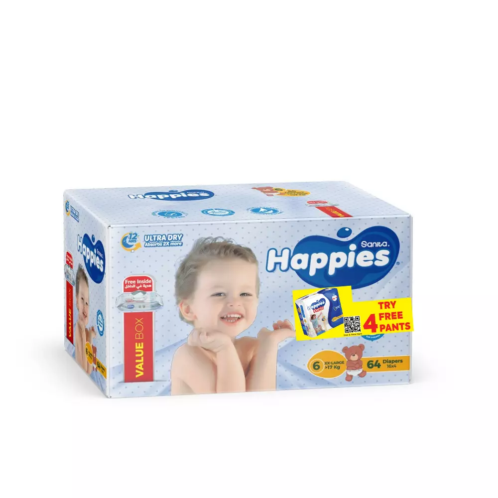 HAPPIES DIAPERS *36 #6 XX LARGE 17 KG