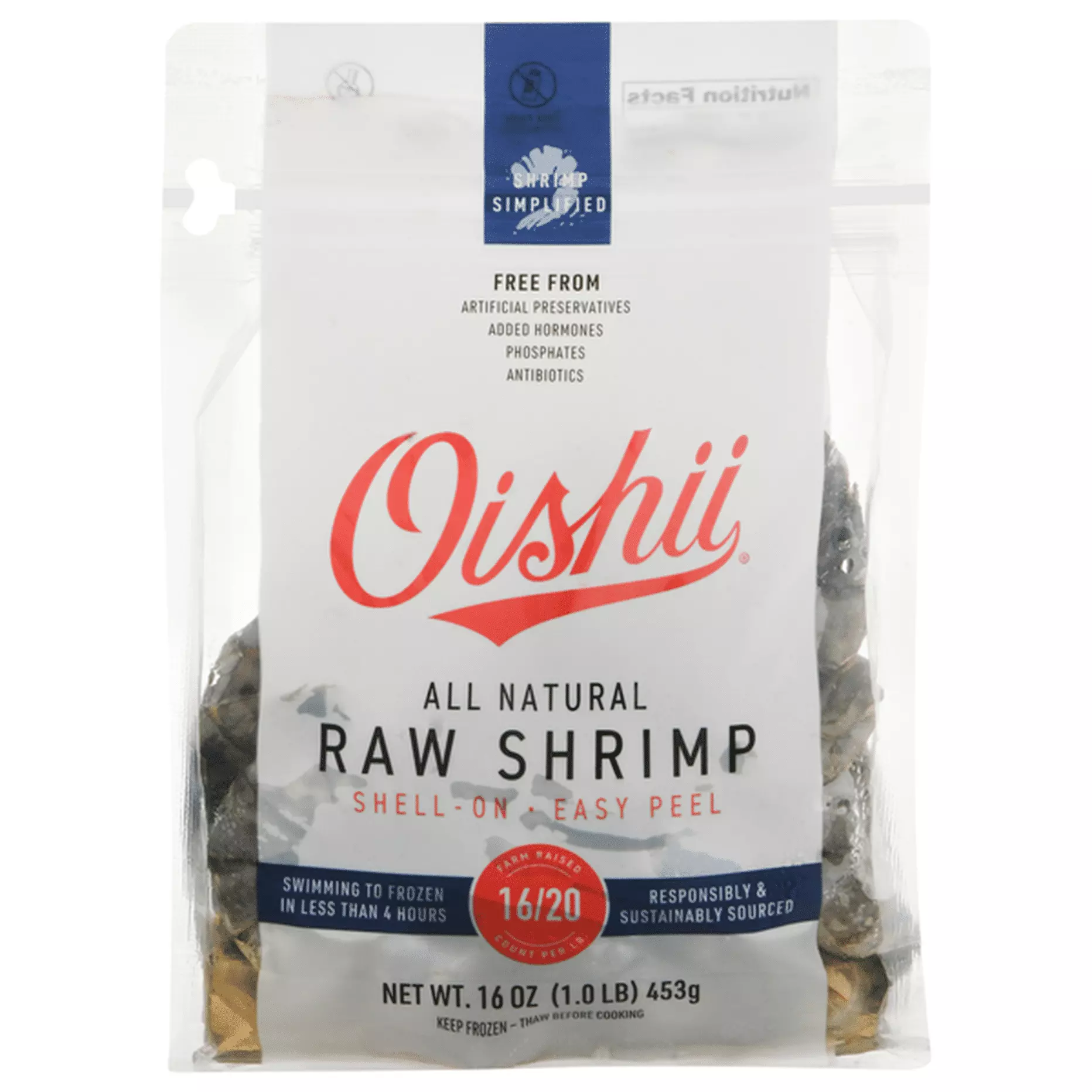 OISHII PEELED&DEVEINED SHRIMP TAIL ON 16/20 1 KG