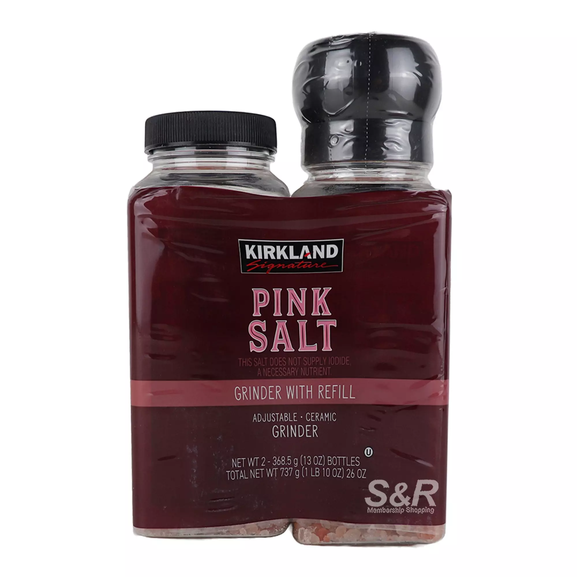 KIRKLAND PINK SALT GRINDER WITH REFIL 737 G