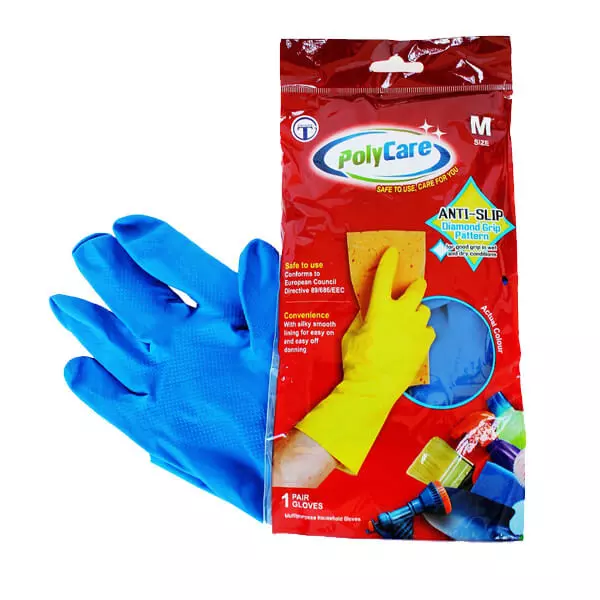 POLY CARE HOUSEHOLD GLOVES MEDIUM