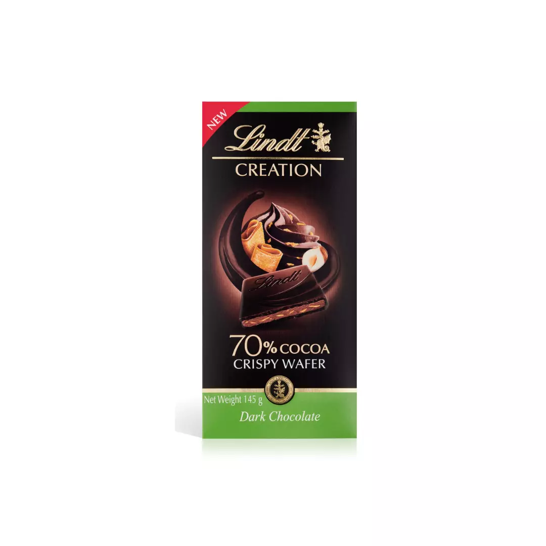 LINDT CREATION CRISPY WAFER 70% COCOA 145 G 