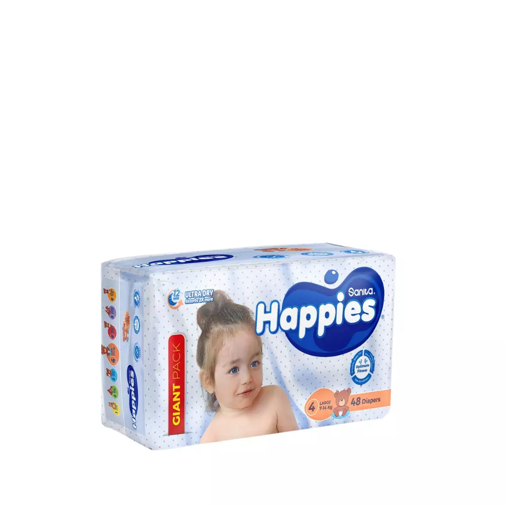HAPPIES DIAPERS *48 #4 LARGE 7_14 KG