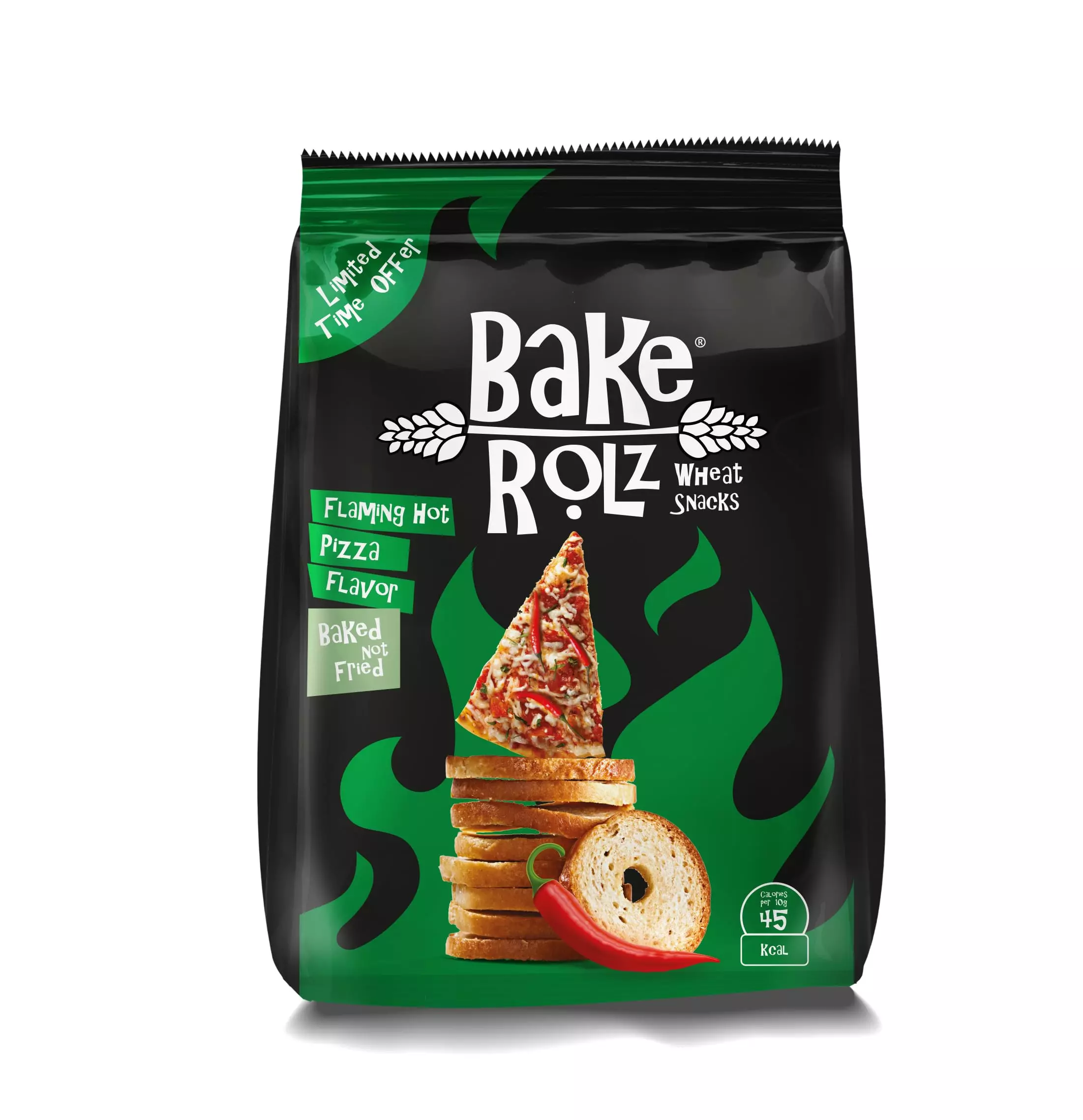 BAKE ROLZ WHEAT SNACKS PIZZA FLAMING HOT 52 G