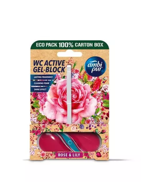 AMBI PUR WC ACTIVE GEL BLOCK ROSE & LILY 45 G