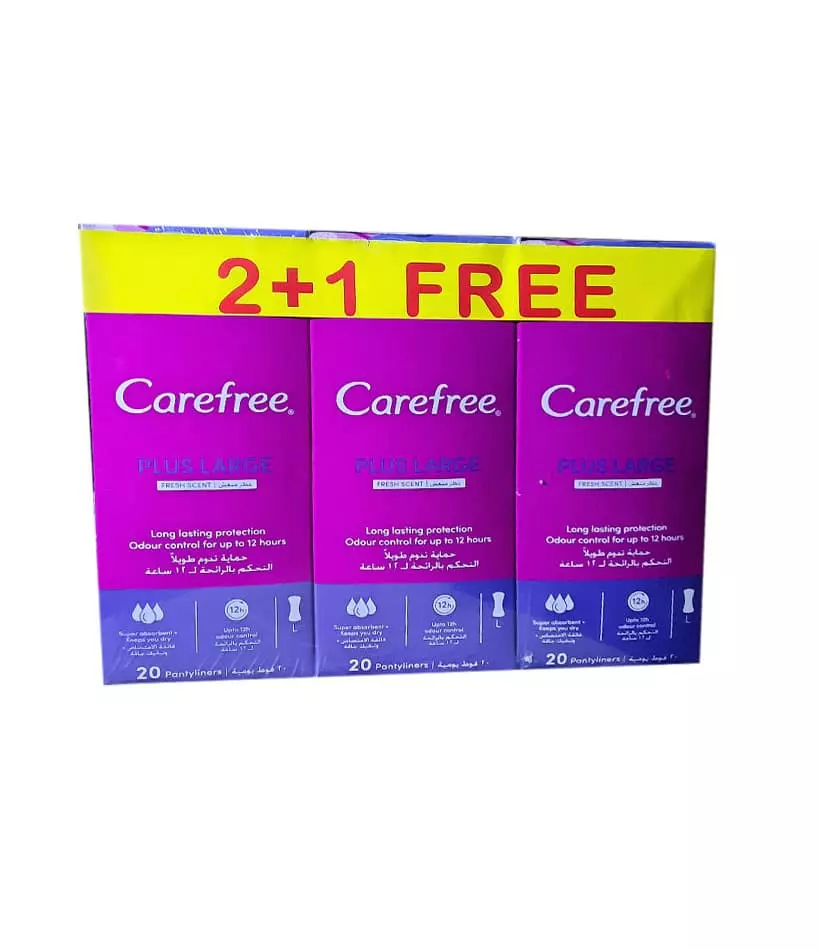 CAREFREE LARGE FRESH SCENT PANTYLINERS*20 2+1 FREE