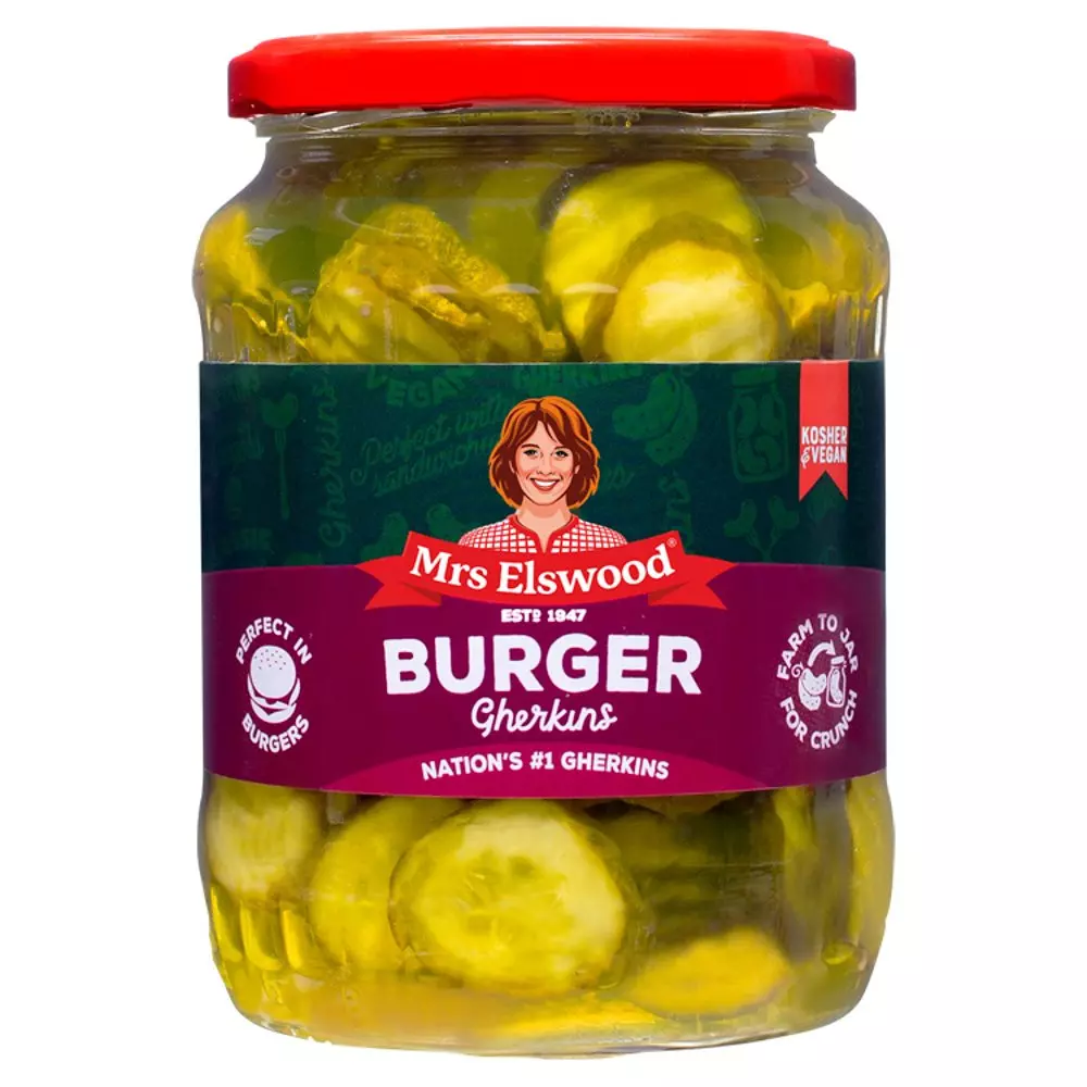 MRS ELSWOOD BURGER GHERKINS PICKLED 670 G
