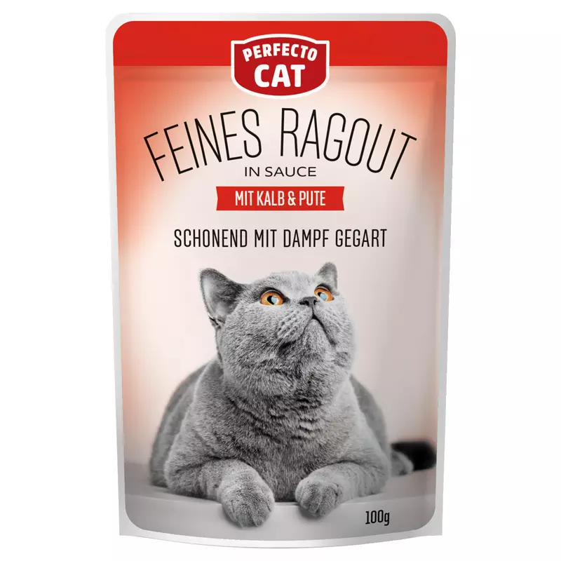 PERFECTO CAT FEINES RAGLOUT MIT KALB & PUTE 100G 