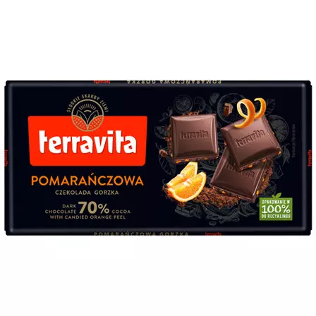 TERRAVITA ORANGE DARK CHOCOLATE 70% COCOA 90G 