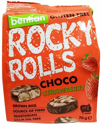 BENLIAN ROCKY ROLLS CHOCO STRAWBERRY 70G 