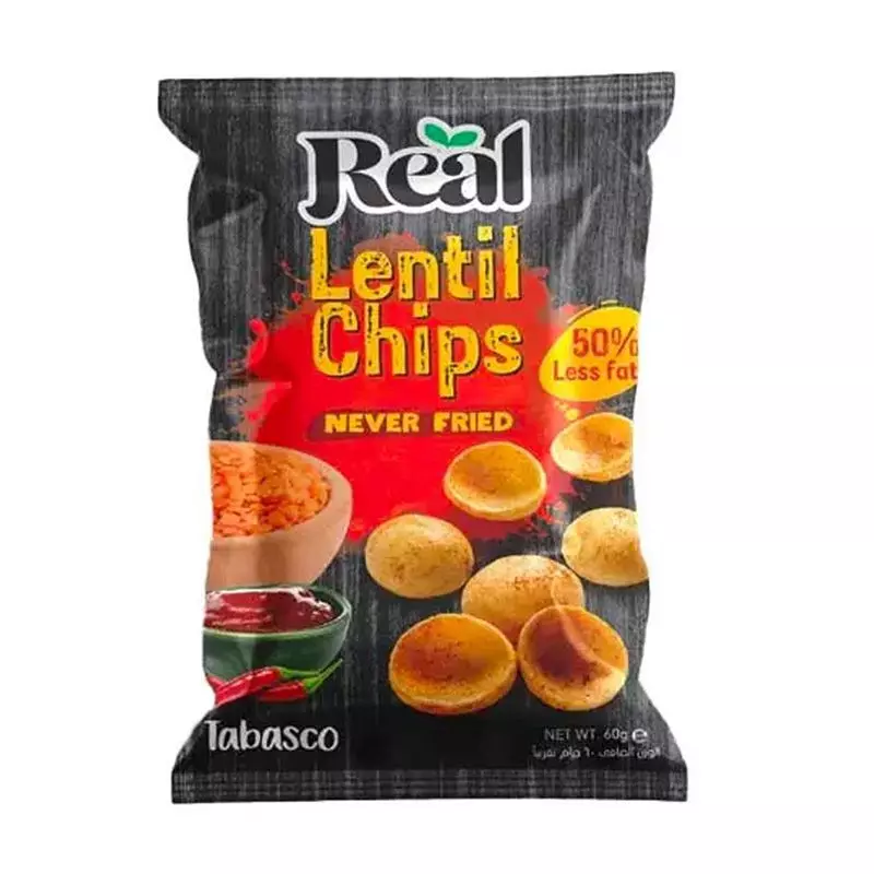 REAL LENTIL CHIPS TABASCO 50 % LESS FAT 60 G