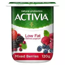 ACTIVIA STIRRED YOGHURT MIXED BERRIES LOW FAT 120G