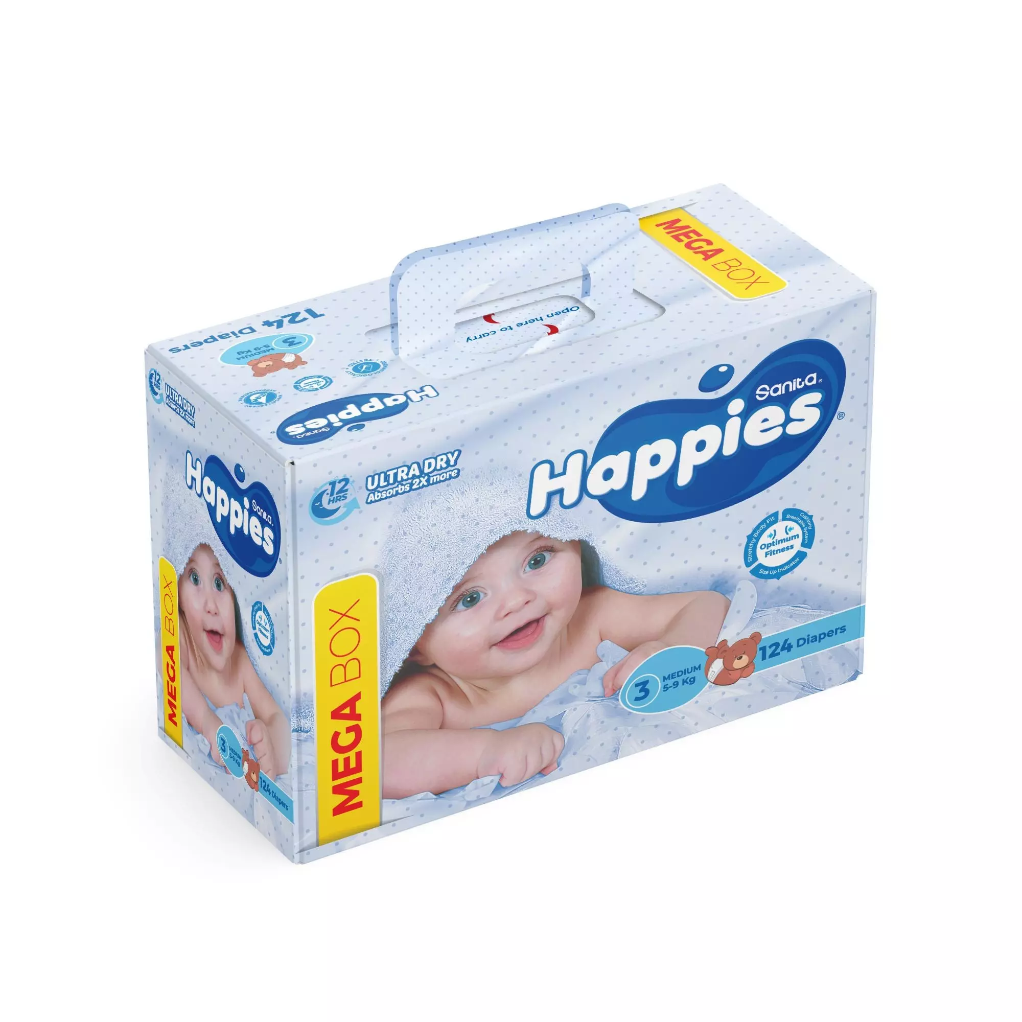 HAPPIES DIAPERS MEGA BOX*124 #3 5-9 KG