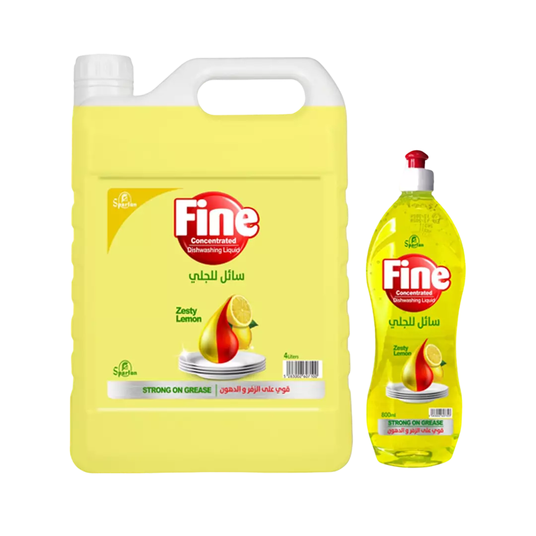 FINE DISHWASHING LIQUID LEMON 4 L + 800 ML FREE