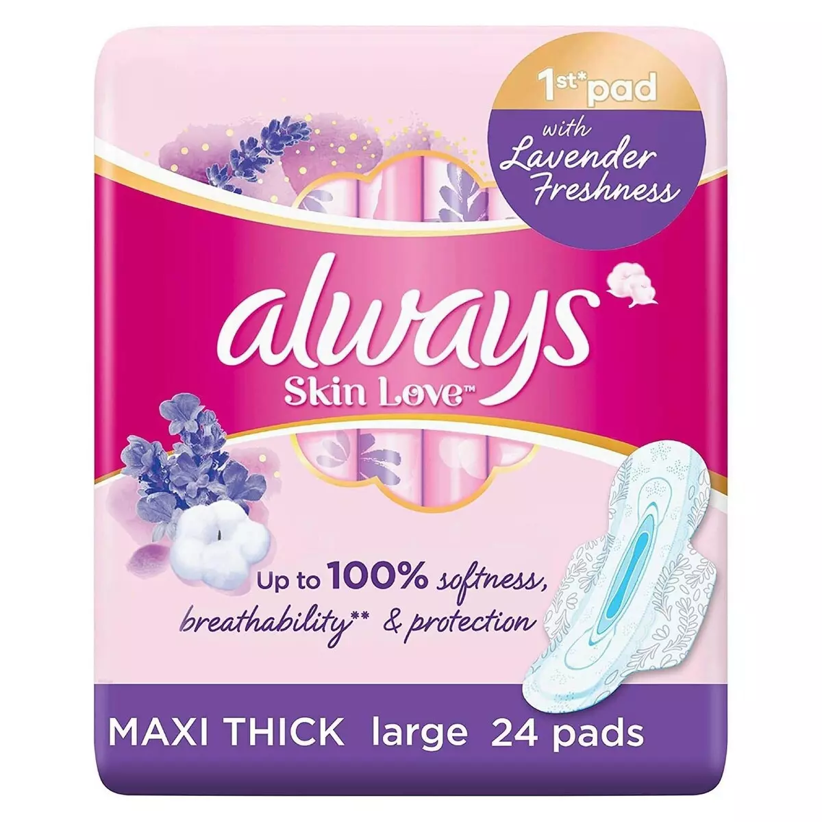 ALWAYS SKIN LOVE MAXI THICK LARGE PADS *24