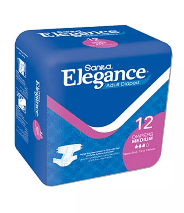 ELEGANCE ADULT DIAPERS MEDIUM NIGHT *12