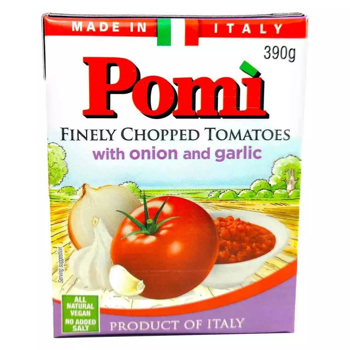 POMI CHOPPED TOMATOES WITH ONION & GARLIC 390 G