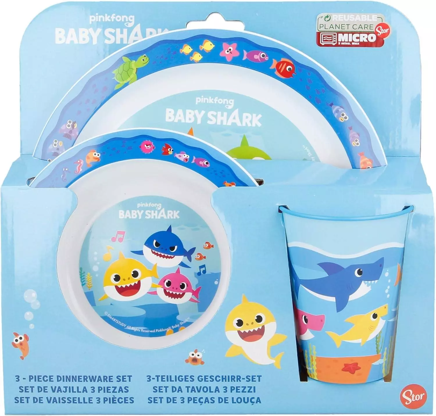 STOR TODDLER MICRO SET BOWL+SPOON BABY SHARK
