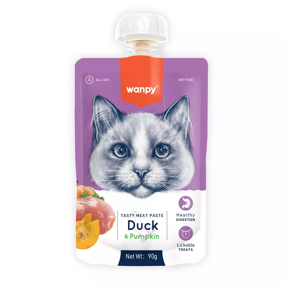 WANPY MEAT PASTE DUCK&PUMPKIN FOR CAT 90 G